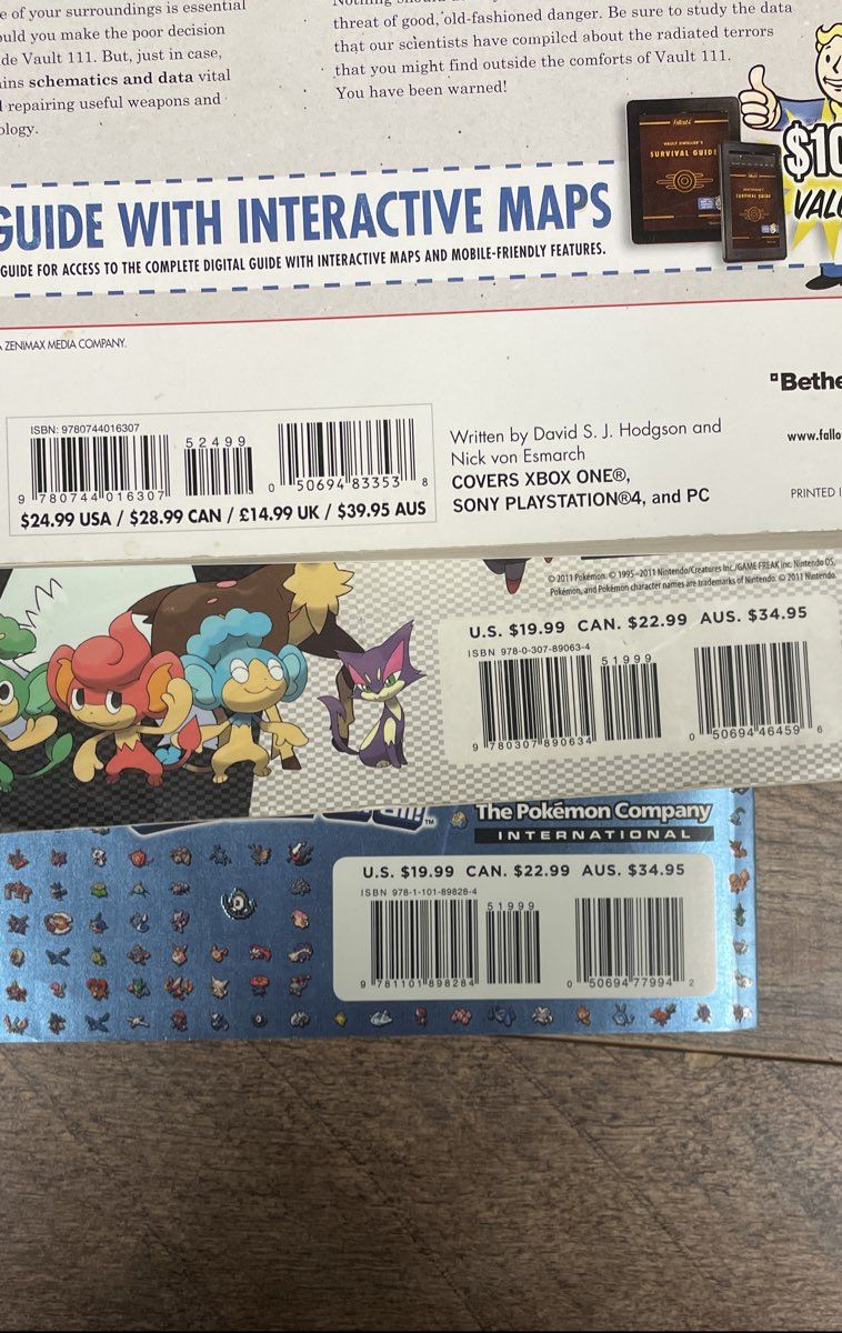 Lot of 3 Strategy Guides Fallout 4 Survival Pokemon Black White Pokedex Books