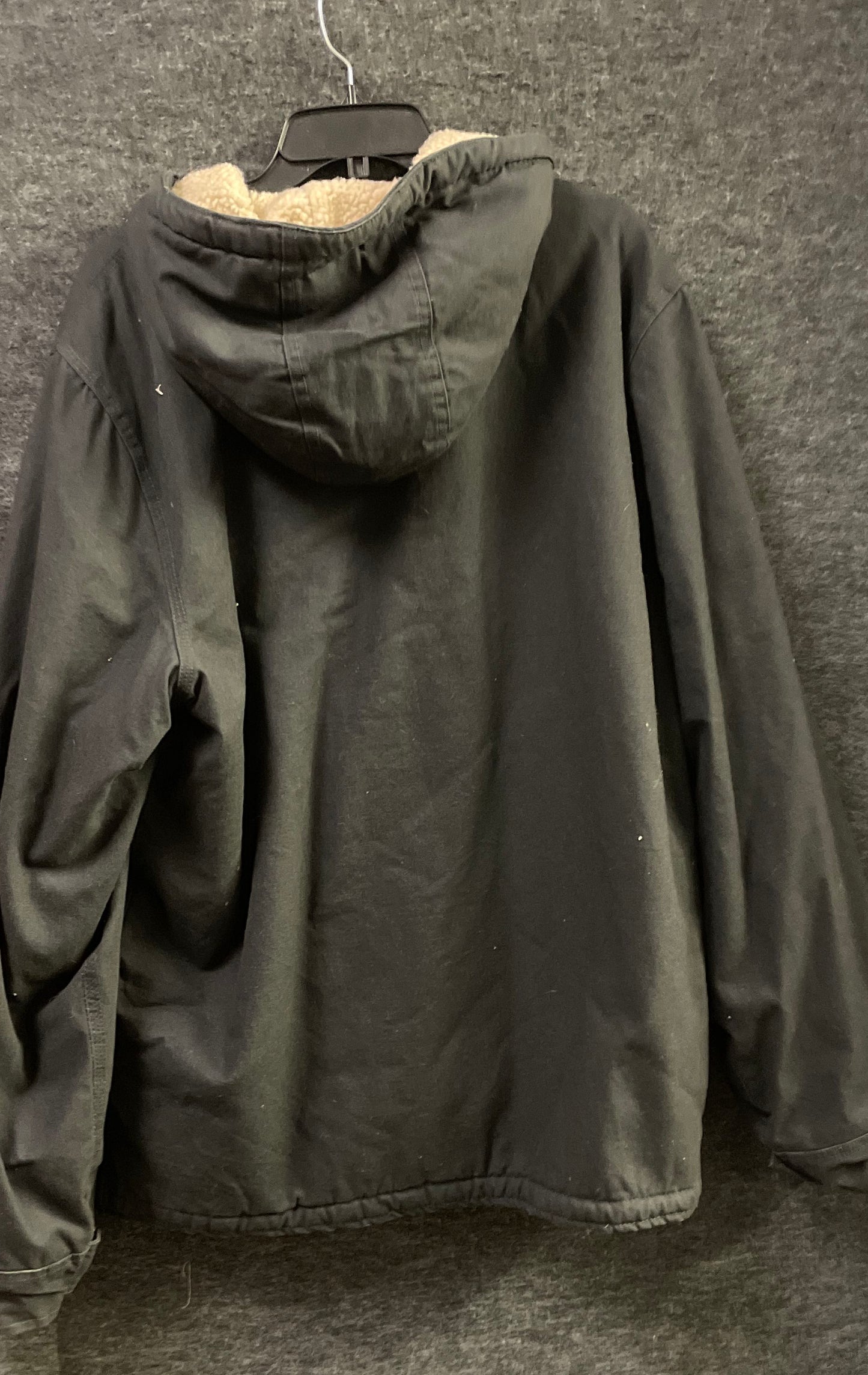 Dickies Men's Black Sherpa Lined Duck Canvas Hooded Full Zip Jacket Sz LT