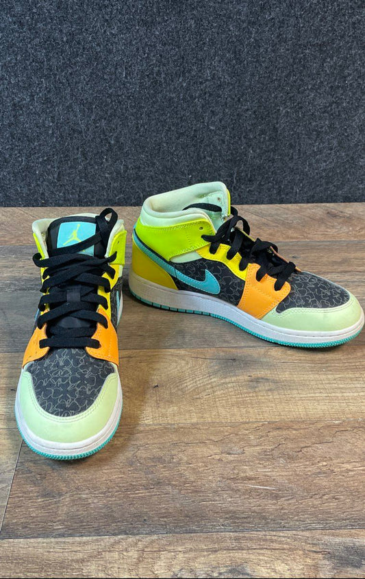 Nike Air Jordan 1 Mid SE Floral Multi-Color Black BQ6931-037 Size 6Y