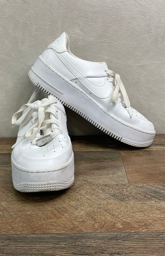 Nike Air Force 1 Sage Low Triple White Platform Sneakers Womens Size 8.5