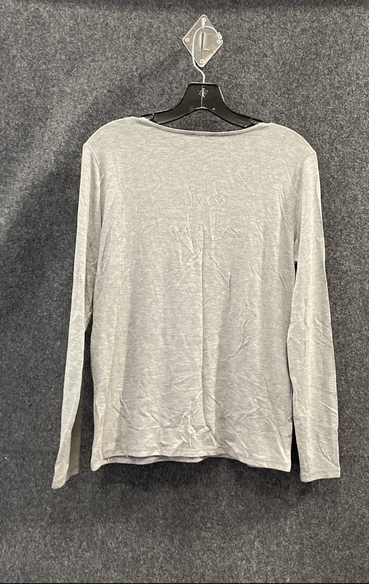 Ann Taylor Factory Women's Gray Heather Long Sleeve Scoop Neck Top Sz M