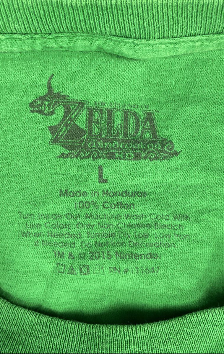 Nintendo Legend of Zelda Men's Green Wind Waker HD Stained Glass T-Shirt Sz L