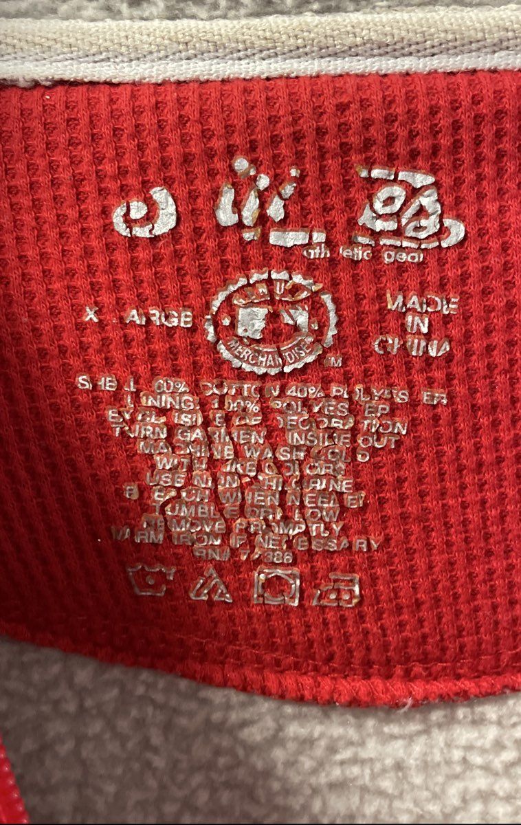 Stitches Men's Philadelphia Phillies Red Waffle Knit Thermal Full Zip Hoodie XL