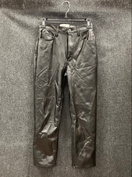 Abercrombie & Fitch Women's Black Vegan Leather Ankle Straight Pants 26/2S NWT