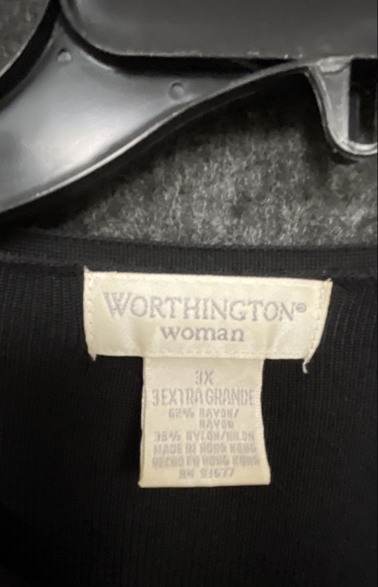 Worthington Women's Black Button Front Long Sleeve Cardigan Sweater Sz 3X