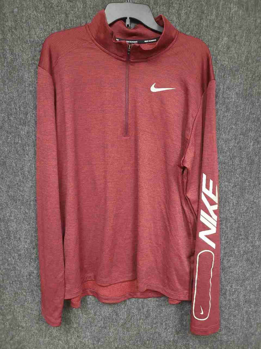 Nike Men's 1/4 Zip Running Pullover Burgundy Dri-FIT Graphic Sleeve Sz XL