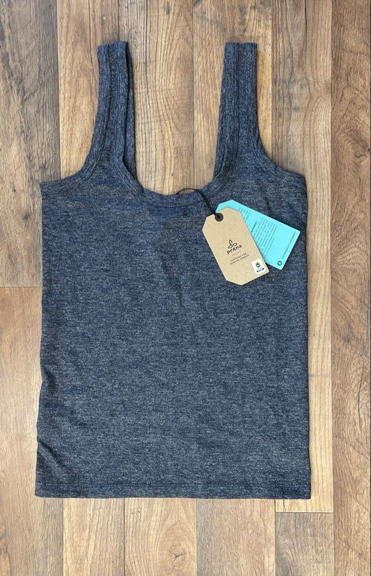 Prana Women's Zawn Tank Nautical Blue Herringbone Knit Yoga Studio NWT Sz XS