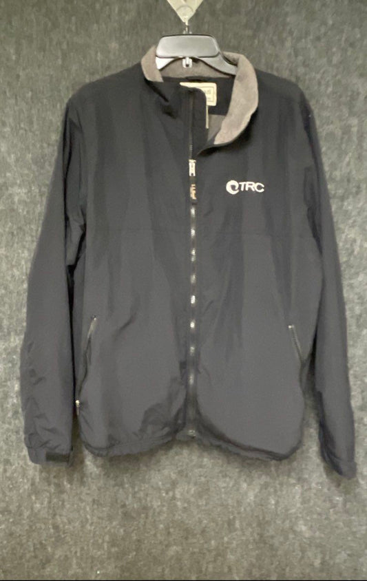 L.L. Bean Men's Black Warm-Up Jacket Embroidered TRC Logo Fleece Lined Sz L