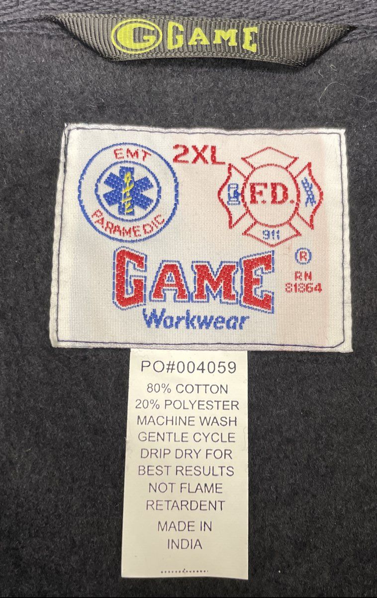Game Workwear Men's Navy Blue Responder Job Shirt Quarter Zip Fleece Sz 2XL