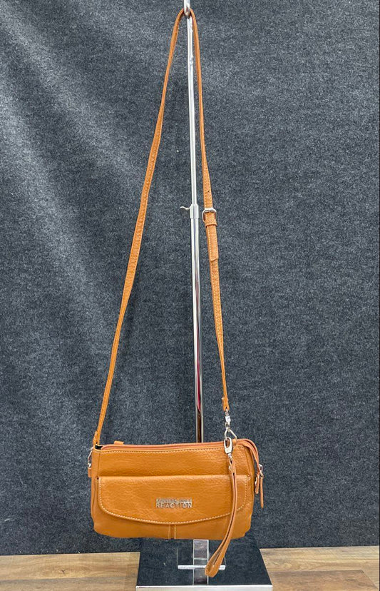Kenneth Cole Reaction Brown Pebbled Leather Crossbody Shoulder Bag Purse