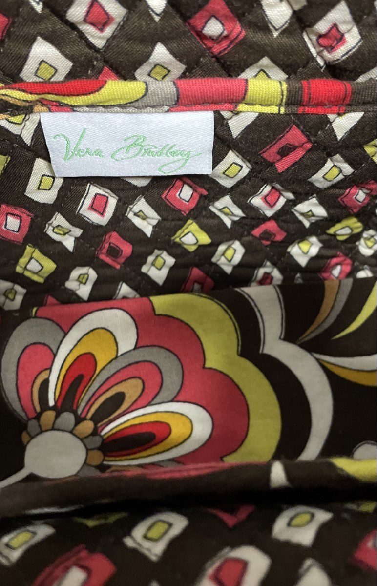 Vera Bradley Safari Sunset Brown Floral Quilted Cotton Large Shoulder Bag Tote