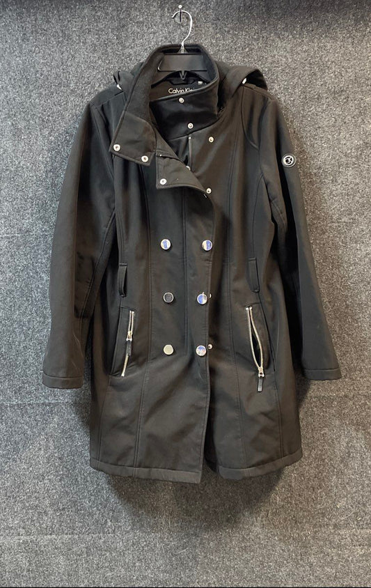 Calvin Klein Women's Black Softshell Hooded Jacket Water Resistant XXL