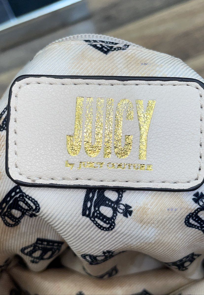 Juicy by Juicy Couture Cream Pebbled Crossbody Bag Gold Lock and Key