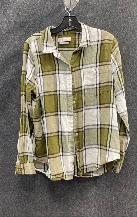 Lucky Brand Men's Green Plaid Classic Fit Long Sleeve Button Up Shirt Sz L