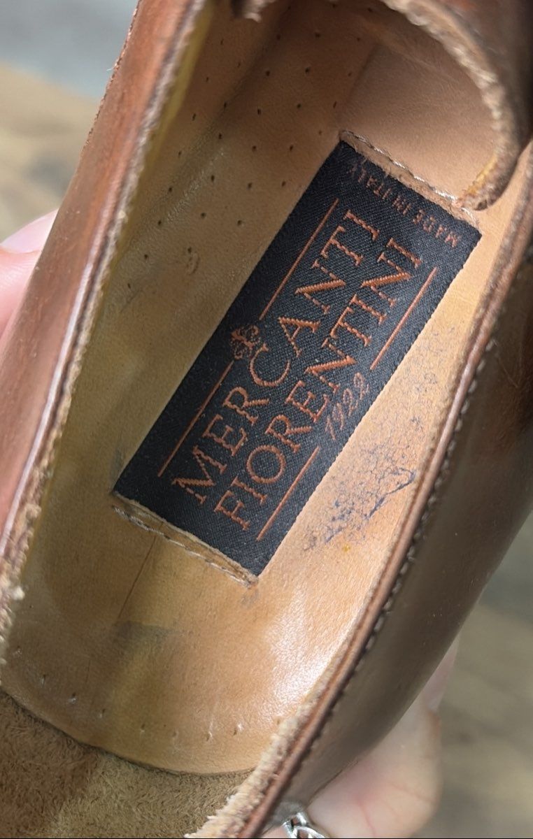 Mercanti Fiorentini Double Monk Strap Cap Toe Brown Leather Dress Shoes Size 9.5
