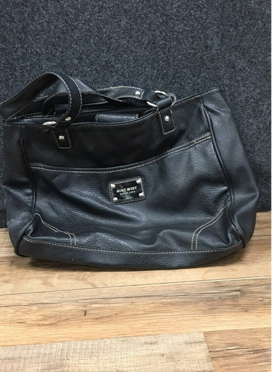 Vintage Y2K Nine West Black Pebbled Faux Leather Shoulder Bag Tote