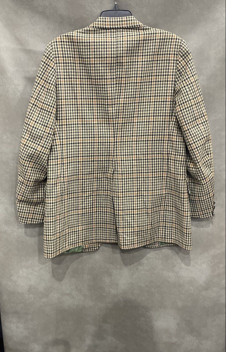 Vintage 80s Stanley Blacker Men's Plaid Check Blazer Sport Coat Green Brown