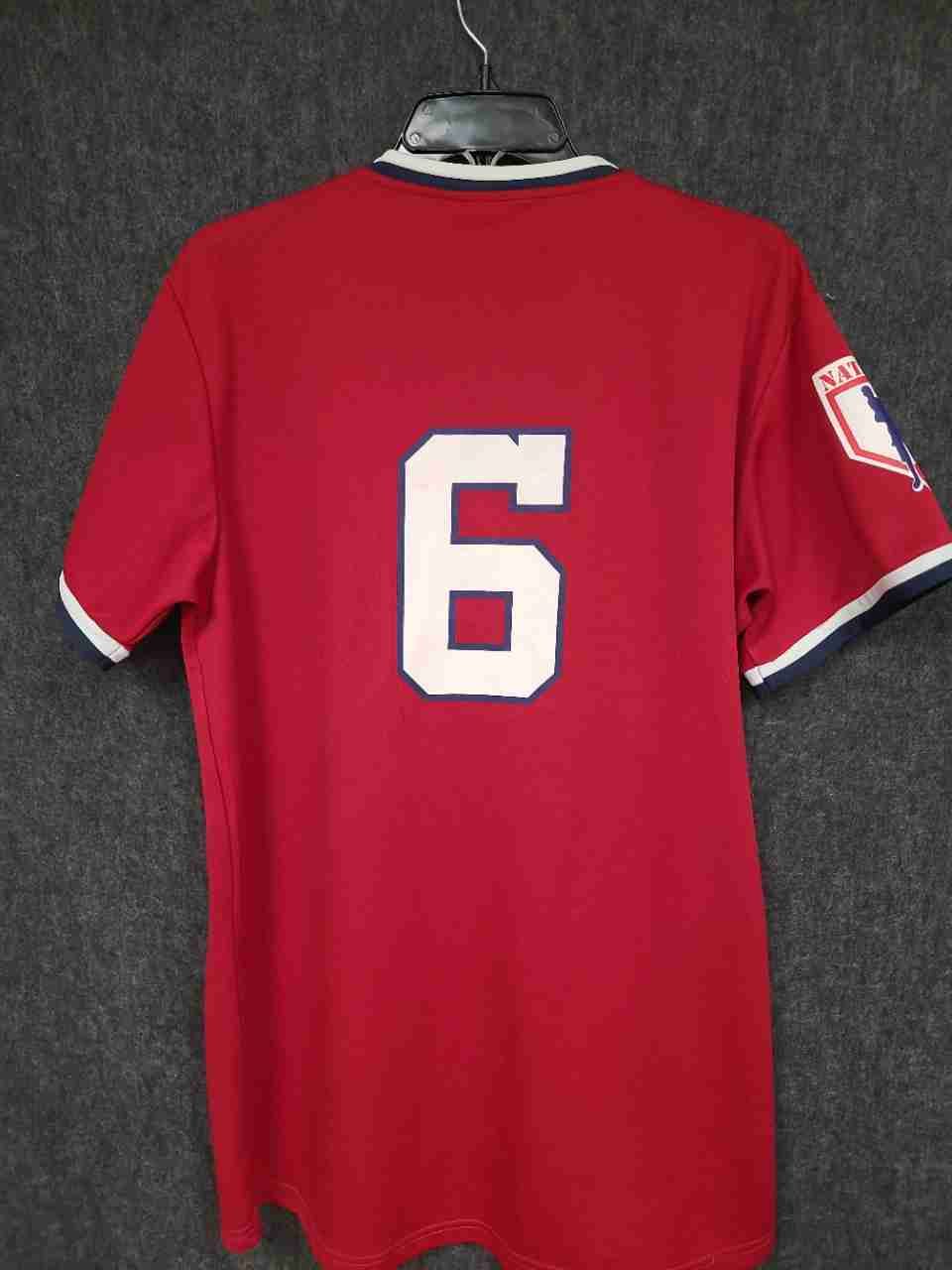 Washington Nationals Men's Red MLB Baseball Jersey Button Up Number 6 Size M