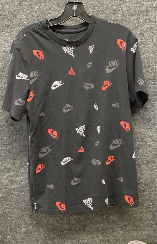 Nike Men's Short Sleeve Black All Over Print Just Do It Graphics T-Shirt Sz S