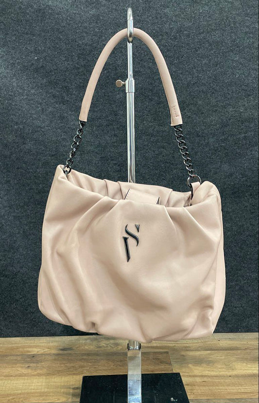 Simply Vera Vera Wang Cream Ruched Shoulder Bag Gunmetal Chain Detail