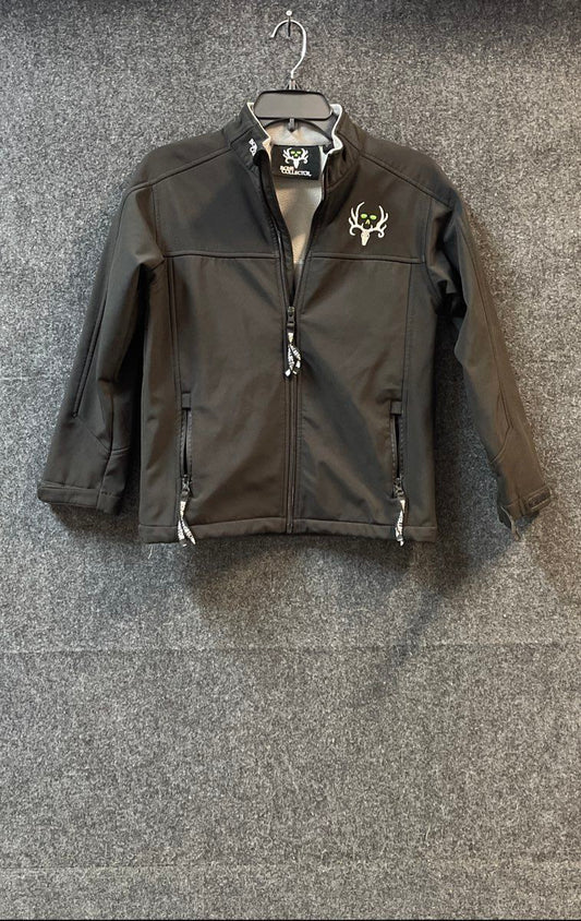 Bone Collection Men's Black Softshell Jacket Fleece Lined Full Zip Logo Sz L