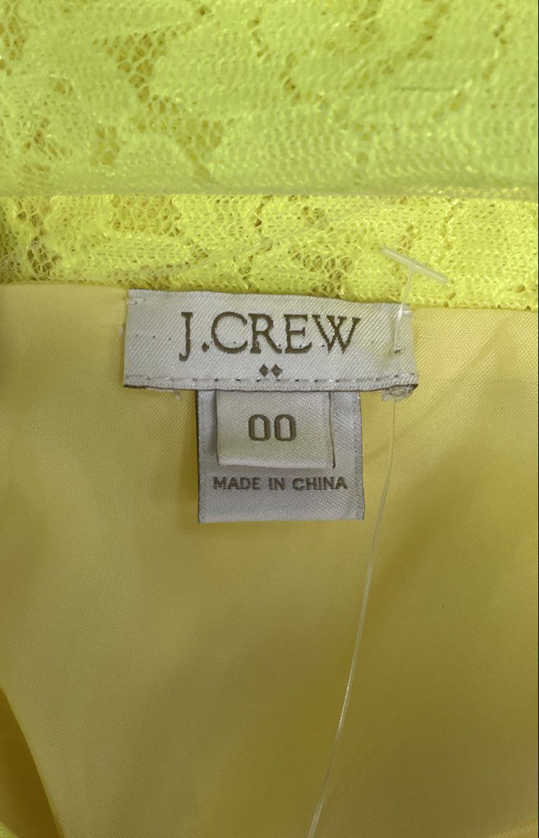 J.Crew Women's Neon Yellow Floral Lace Sleeveless Keyhole Sheath Dress Size 00
