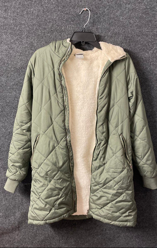 Avalanche Women's Green Quilted Jacket Sherpa Lined Hooded Size S