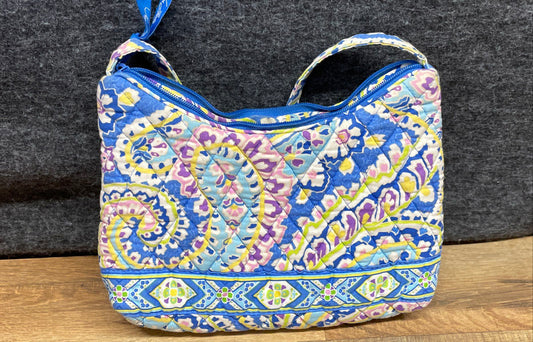 Vera Bradley Capri Blue Paisley Quilted Cotton Shoulder Bag Hobo
