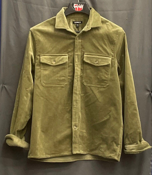 Express Men's Green Corduroy Chore Shirt Jacket Shacket NWT Sz M