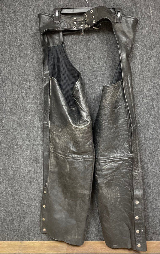 Vintage 90s USA Bikers Dream Apparel Leather Motorcycle Chaps Sz L