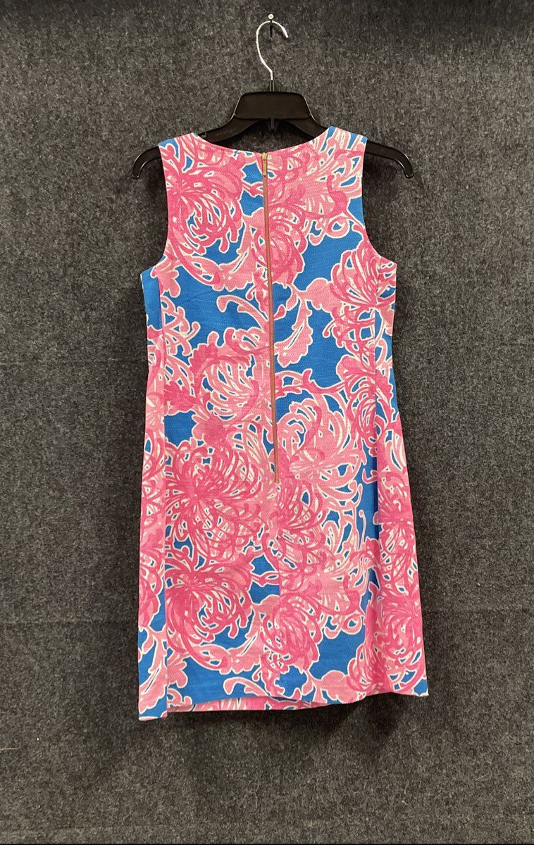 Just Taylor Women's Pink Blue Floral Print Sleeveless Cotton Shift Dress Size 2
