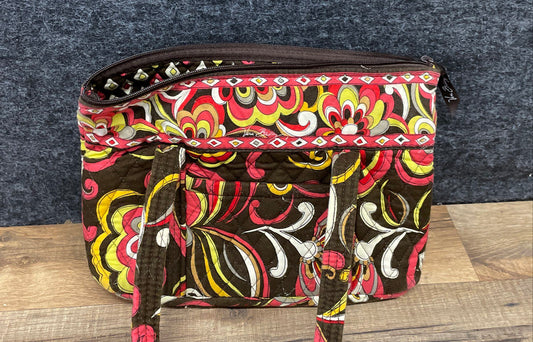 Vera Bradley Safari Sunset Brown Floral Quilted Cotton Large Shoulder Bag Tote
