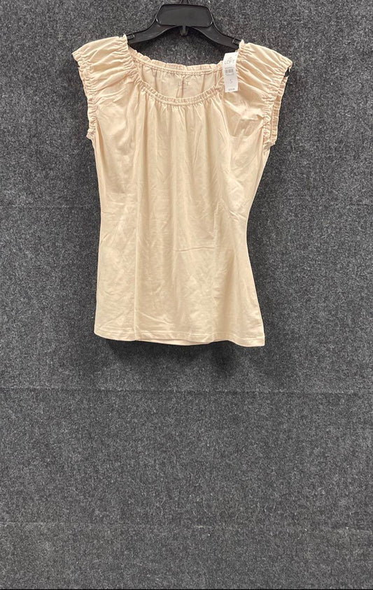 Loft Women's Ruffled Cap Sleeve Top Cream Gathered Neckline NWT Sz S