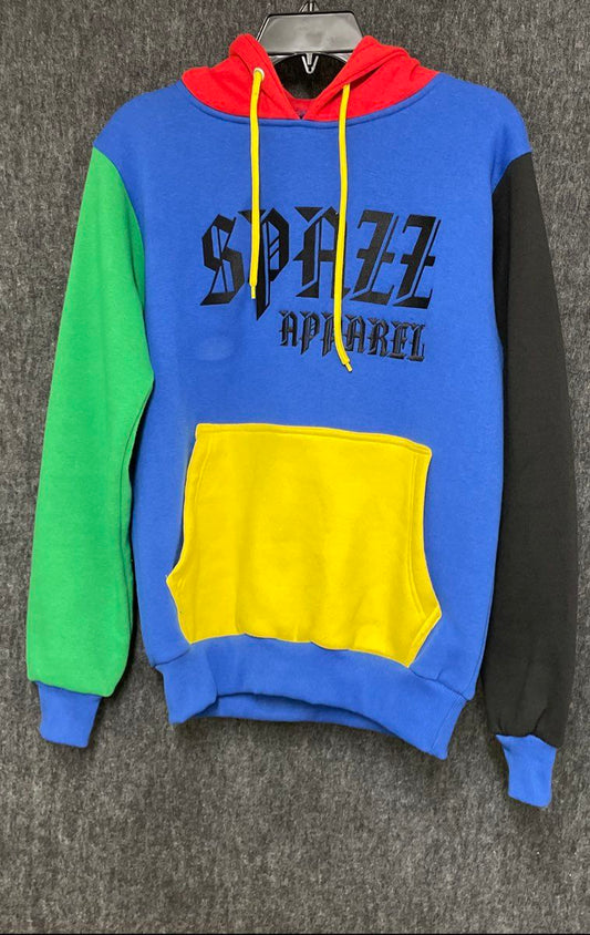 Spazz Apparel Unisex Colorblock Hoodie Multi-Color Gothic Graphic Pullover Sz XS