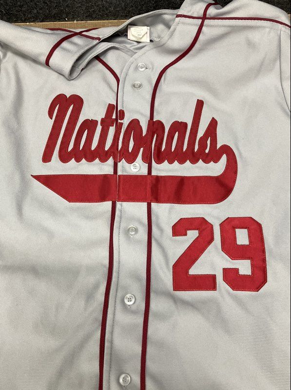 Washington Nationals #29 Scott Sporleder Baseball Jersey A4 Grey Red Sz L