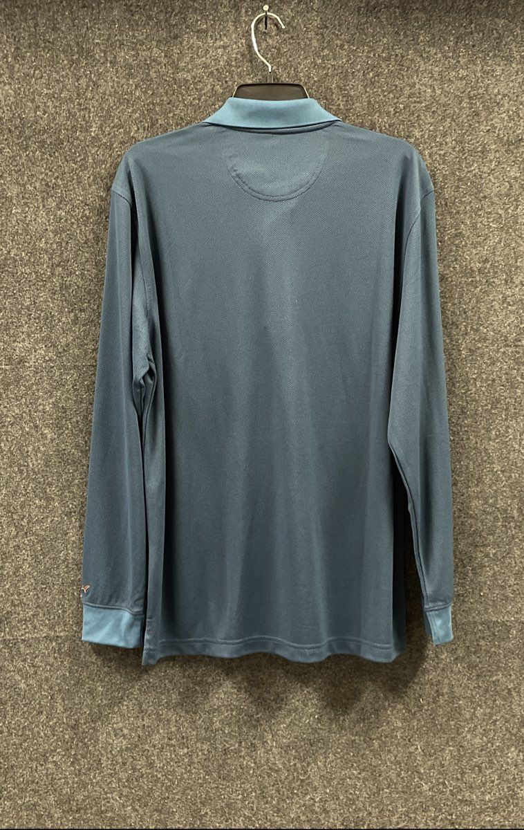 Greg Norman Men's Long Sleeve Petrol Blue Technical Performance Polo Sz L NWT