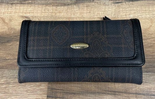 Vintage Y2K Liz Claiborne Black Brown Monogram Clutch Checkbook Wallet