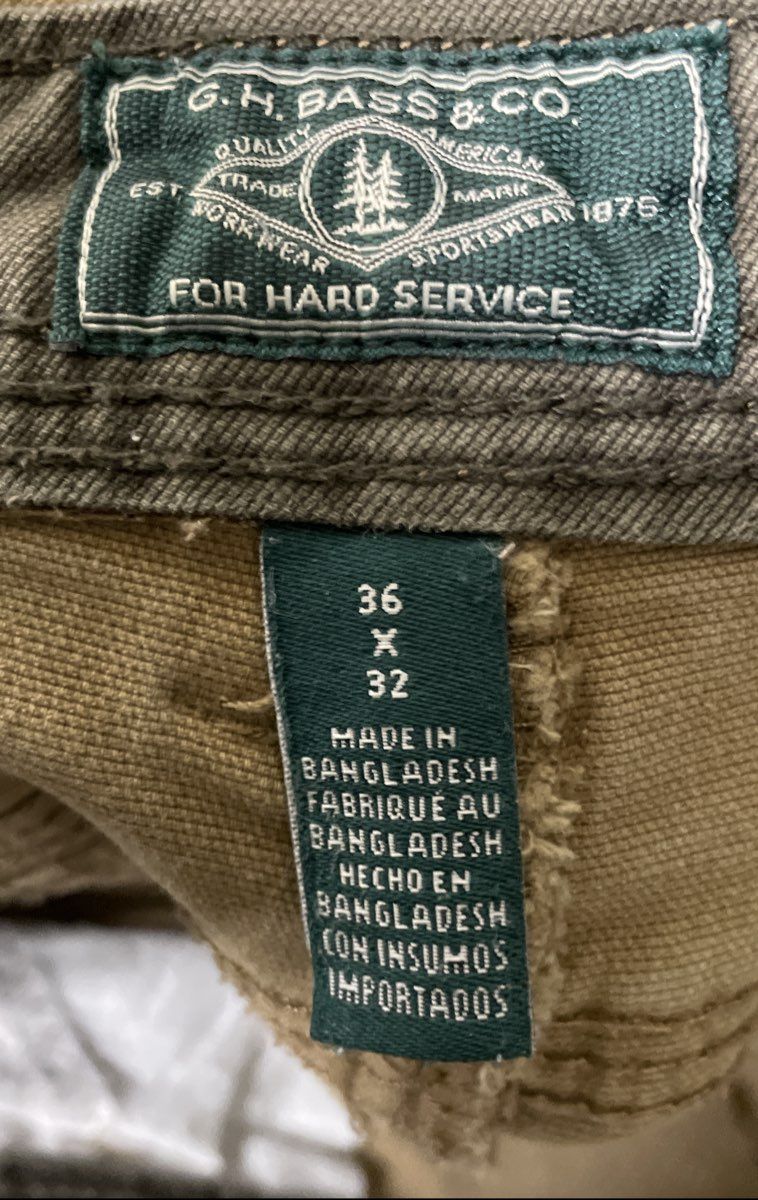 G.H. Bass & Co. Men's Tan Hard Service Canvas Utility Work Pants Size 36x32