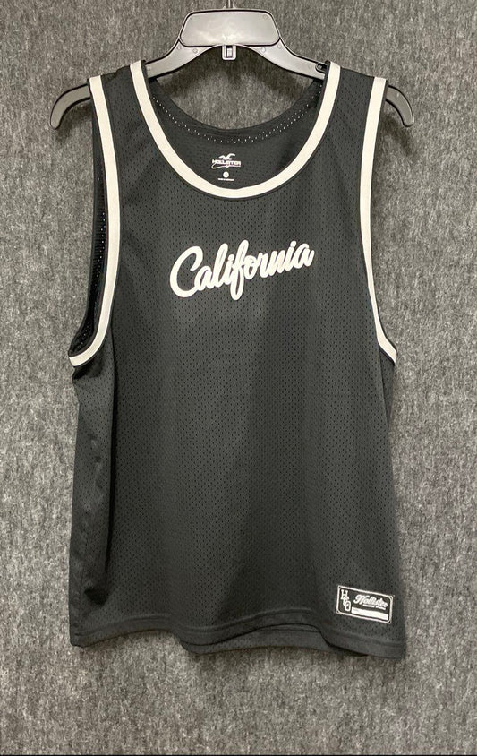 Hollister Men's Black Mesh California Basketball Jersey Tank Top Size S