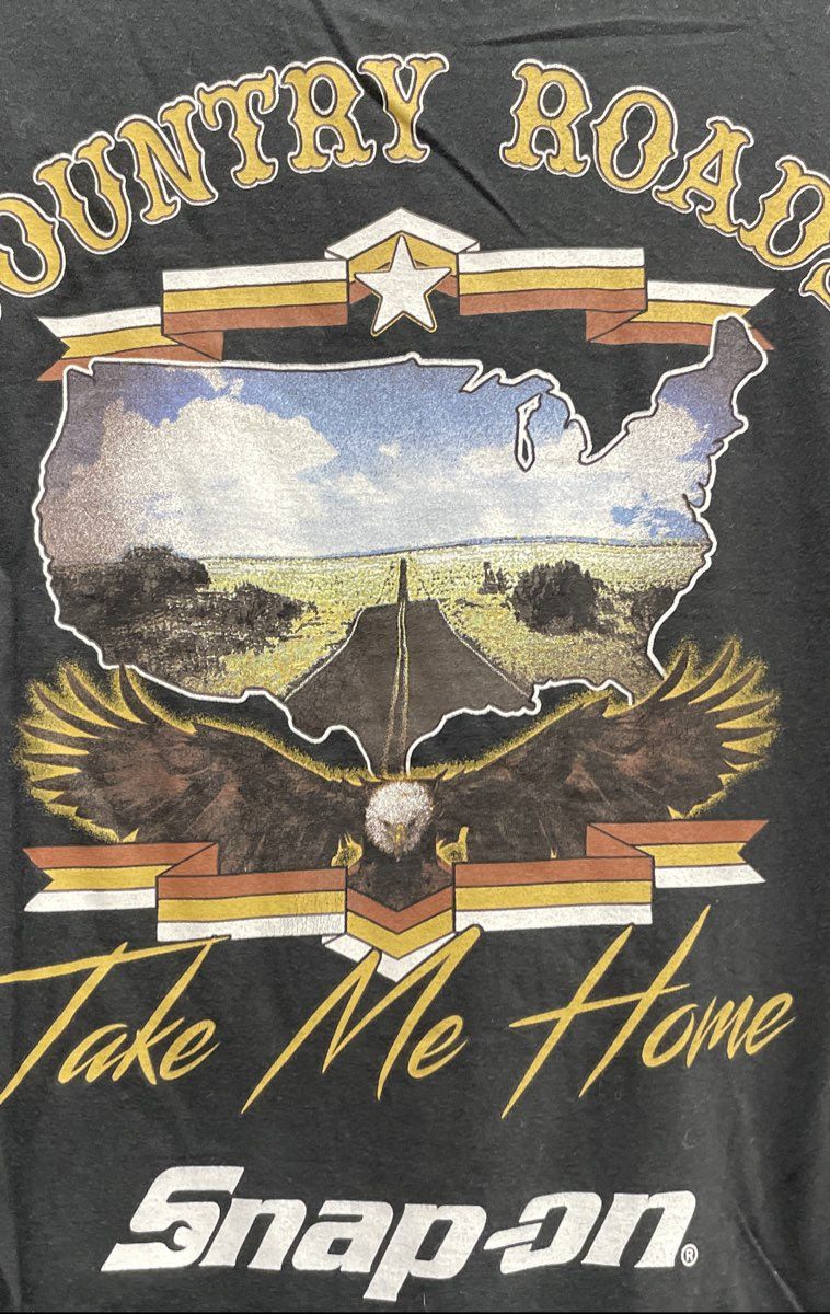 Snap-on Men's Black Country Roads Eagle USA Map Graphic T-Shirt Sz 2XL
