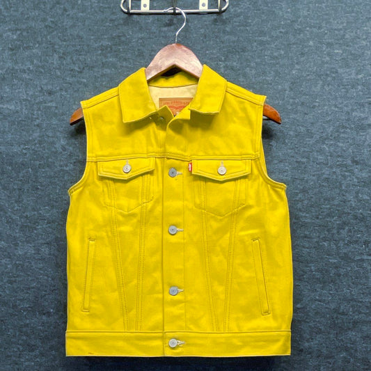 Levi's Boys Yellow Denim Jean Trucker Vest Sleeveless Jacket Size L 12-13 Yrs