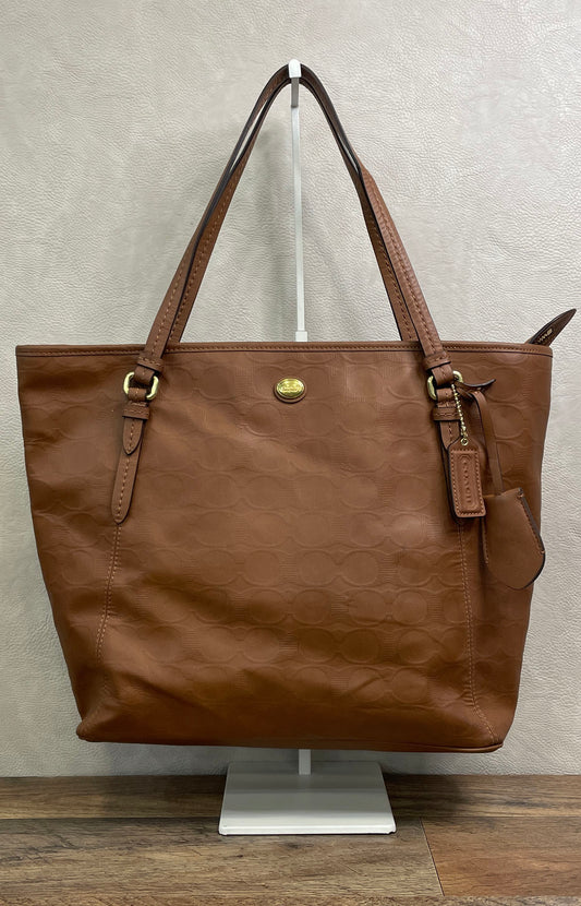 Coach Brown Signature Embossed Leather Taylor Tote Bag F31404