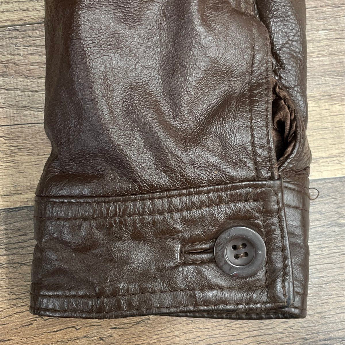 Kathy Ireland Women's Brown Genuine Leather Full Zip Insulated Jacket Sz M