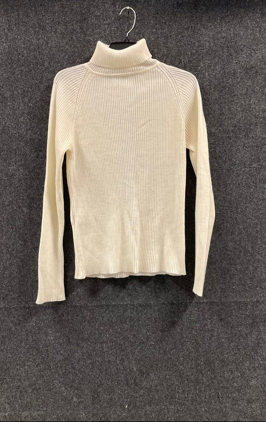 Vintage 90s Arrow Women's White Ribbed Turtleneck Sweater Sz S/M
