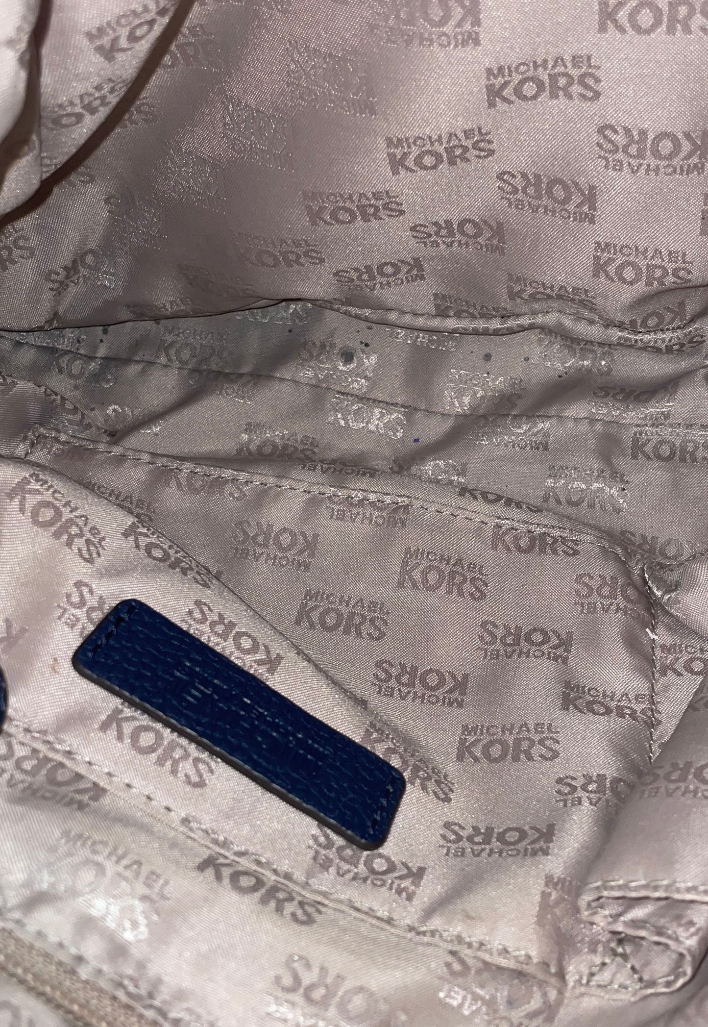 Michael Kors Navy Blue Pebbled Leather Chain Hobo Shoulder Bag Gold Hardware