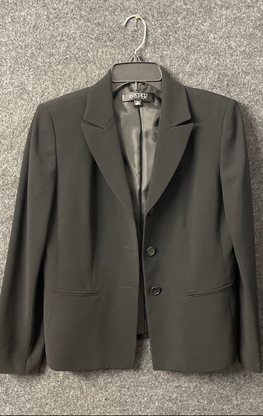 Kasper Women's Blazer Jacket Black Two Button Petite Sz 6P