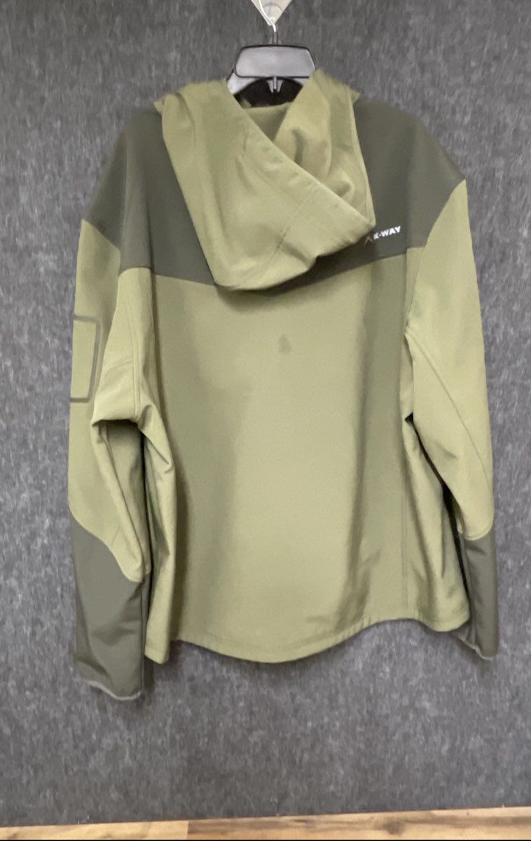 K-Way Men's Technical Design Softshell Hooded Jacket Green Colorblock Sz 3XL
