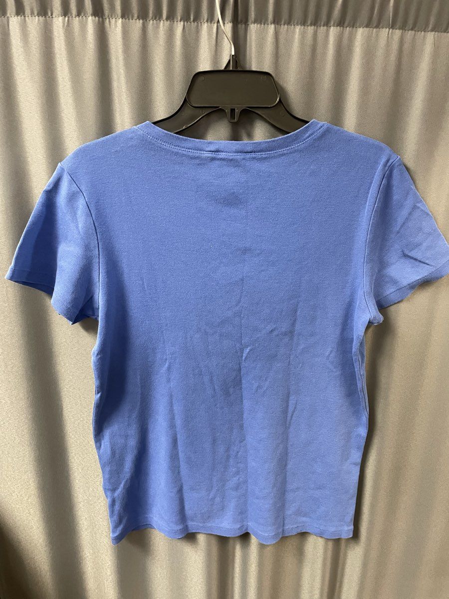 Ralph Lauren Sport Women's Blue V-Neck Short Sleeve Cotton Pony Shirt Sz XL