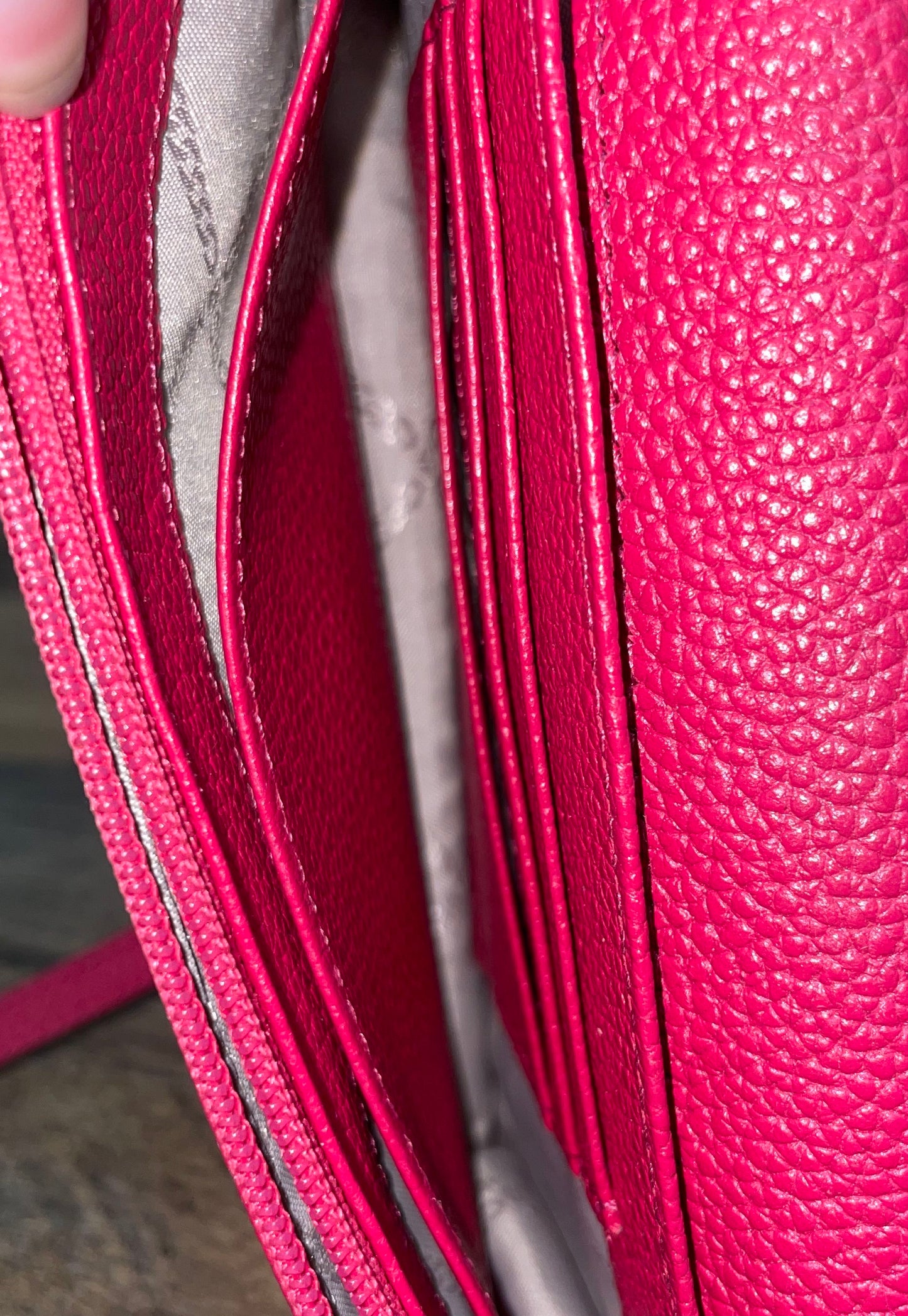 Michael Kors Pink Pebbled Leather Crossbody Wallet Bag Silver Hardware