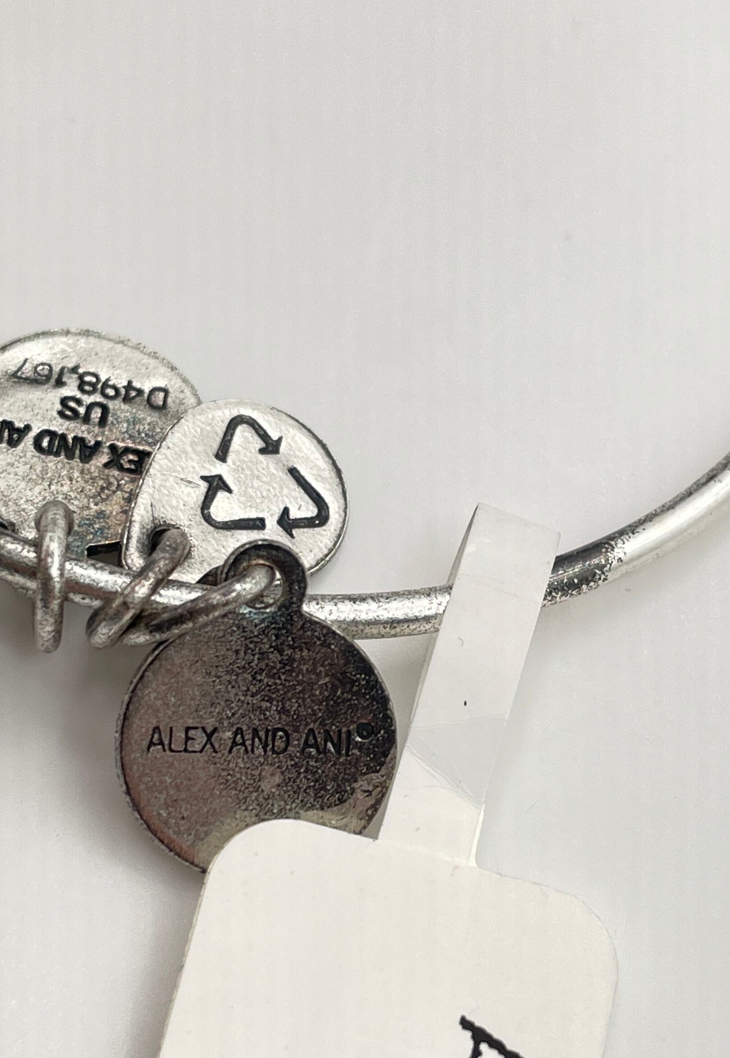 Alex And Ani 925 Sterling Bangle Bracelet W/ Mixed Metal Charms (In Box) 9.3g